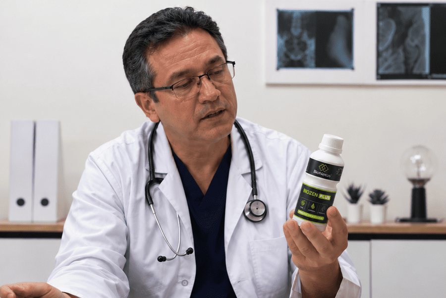 Ilustración del doctor Iván Pacheco, hombre de mediana edad con gafas y bata blanca en un consultorio