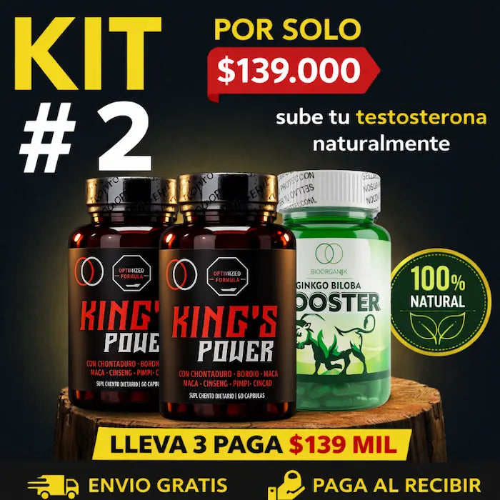 Recupera Tu Poder de Rey en la Cama: Erecciones de Acero y Testosterona al Máximo en Solo 14 Días – Con Kings Power + Combo Ginkgo & Omega 3