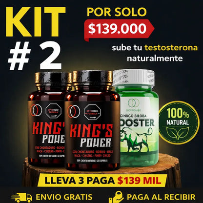 Recupera Tu Poder de Rey en la Cama: Erecciones de Acero y Testosterona al Máximo en Solo 14 Días – Con Kings Power + Combo Ginkgo & Omega 3