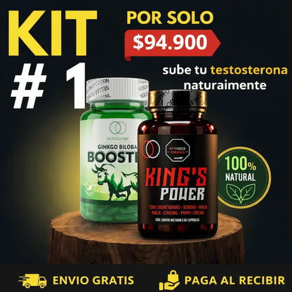 Recupera Tu Poder de Rey en la Cama: Erecciones de Acero y Testosterona al Máximo en Solo 14 Días – Con Kings Power + Combo Ginkgo & Omega 3